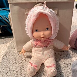 Vintage Holly Hobbie  Baby Doll with Bonnet - Soft Plush Outfit